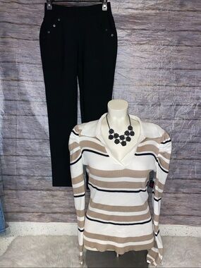 Indero Black Pull On Skinny Dress Pants